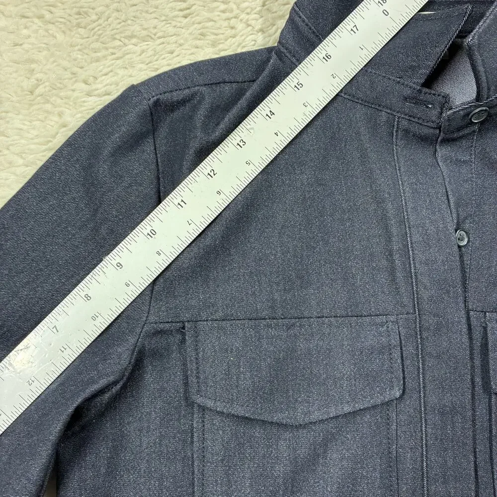 Halogen Shirt Dress Womens XS Navy Chambray Denim Short Sleeve Utility Pockets